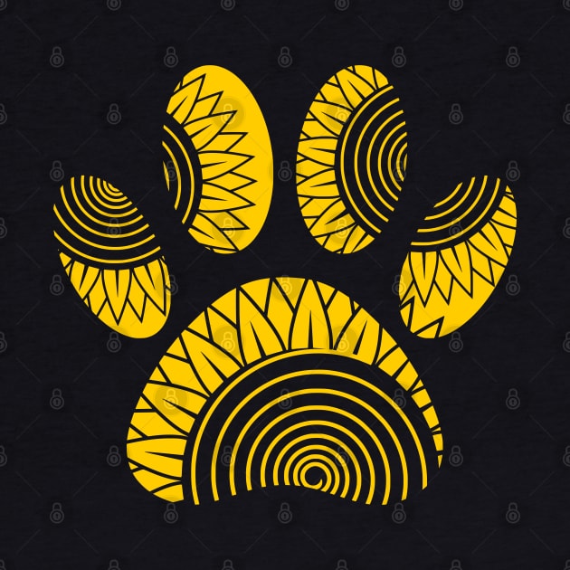 Yellow Sunflower Dog Paw Print by Braznyc